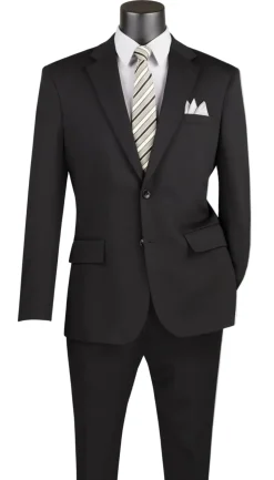 Slim Fit Men's Suit 2 Piece 2 Button in Black