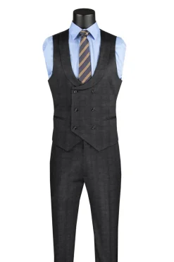 Slim Fit 3 Piece Stretch Fabric Suit in Black