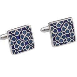 Square Navy Clover Cufflinks