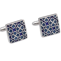 Square Navy Clover Cufflinks