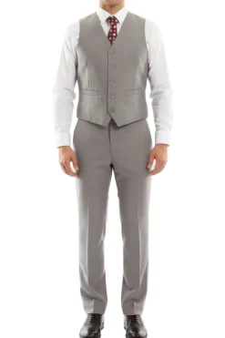 (42S, 44R) Wool Suit Modern Fit Italian Style 3 Piece in Gray