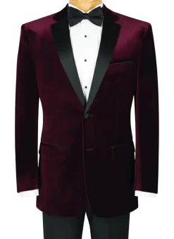 (42S) Slim Fit 2 Piece Wine Velvet Tuxedo