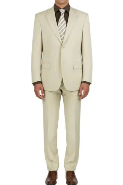 (38S, 42S, 48R, 50R) Beige Regular Fit 2-Piece Suit