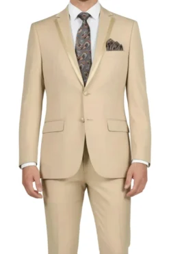 (40S, 42S) Slim Fit 2 Piece Beige Tuxedo