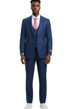 Stacy Adams - 3 Piece Hybrid Fit Blue Textured Suit