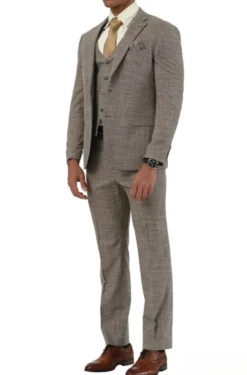 Stacy Adams - 3 Piece Hybrid Fit Notch Lapel Suit in Light Brown