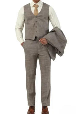 Stacy Adams - 3 Piece Hybrid Fit Notch Lapel Suit in Light Brown
