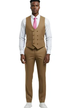Stacy Adams - 3 Piece Hybrid Fit Oatmeal Textured Suit