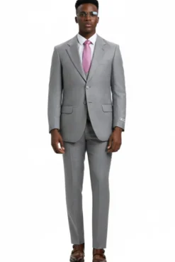 Stacy Adams - 3 Piece Hybrid Fit Stone Gray Textured Suit