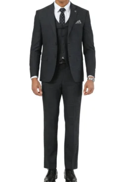 Stacy Adams - 3 Piece Hybrid Fit Notch Lapel Suit in Black