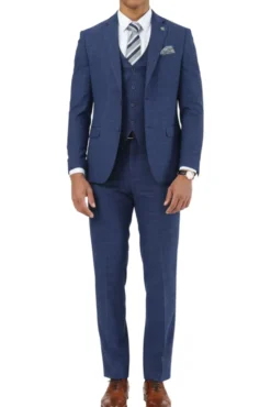 Stacy Adams - 3 Piece Hybrid Fit Notch Lapel Suit in Indigo