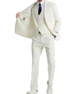 Stacy Adams - 3 Piece Hybrid Fit Suit in Ivory