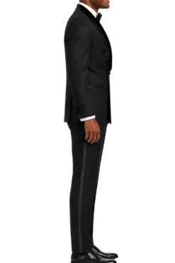 Stacy Adams - Black 2-Piece Hybrid Fit Double Breasted Shawl Velvet Lapel Tuxedo