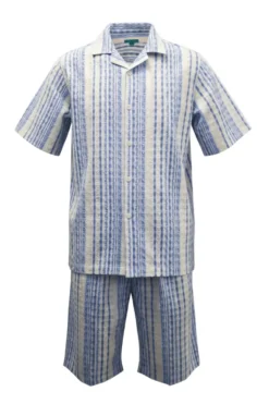 Stacy Adams - Blue Seersucker Short Walking Suit Set