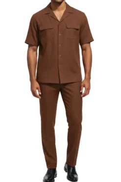 Stacy Adams - Brown Linen 2 Piece Walking Suit Set