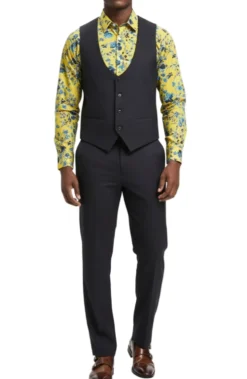 Stacy Adams - Dark Gray 3 Piece Hybrid Fit Suit With Expandable Waist Band
