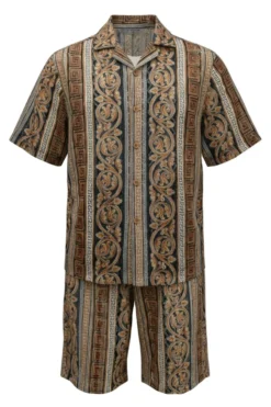 Stacy Adams - Gold Vertical Paisley Short Walking Suit Set