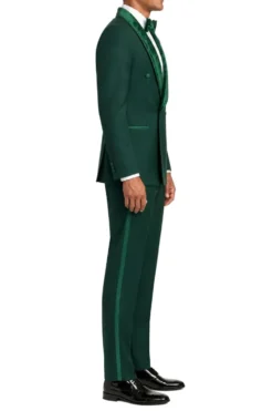 Stacy Adams - Green 2-Piece Hybrid Fit Double Breasted Shawl Velvet Lapel Tuxedo