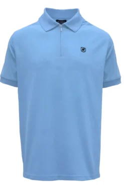 Stacy Adams - Light Blue Cotton Zip Polo Shirt