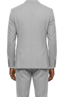 Stacy Adams - Light Gray Hybrid Fit 2 Piece Double Breasted Pinstripe Suit