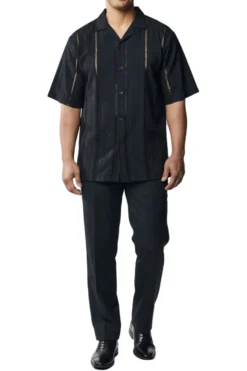 Stacy Adams - Men's Black 2 Piece Linen Walking Suit Set