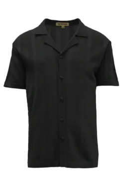 Stacy Adams - Men's Black Vertical Embroidered Pattern Shirt