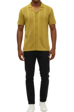 Stacy Adams - Men's Honey Vertical Embroidered Pattern Shirt