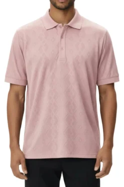 Stacy Adams - Men's Pink Stretch Polo Shirt