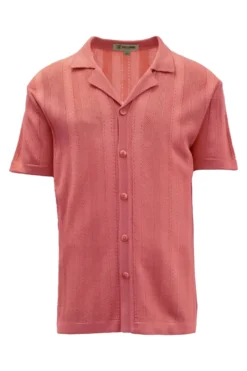 Stacy Adams - Men's Pink Vertical Embroidered Pattern Shirt