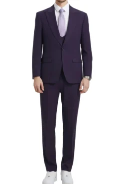 Stacy Adams - Purple 3 Piece Hybrid Fit Suit With Expandable Waist Band