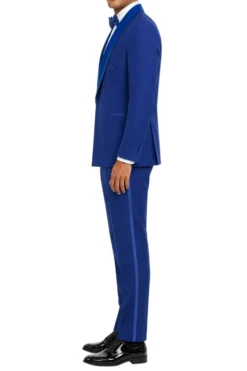Stacy Adams - Royal Blue 2-Piece Hybrid Fit Double Breasted Shawl Velvet Lapel Tuxedo