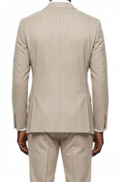 Stacy Adams - Tan Hybrid Fit 2 Piece Double Breasted Pinstripe Suit