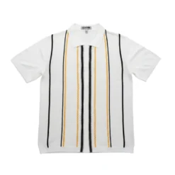 Stacy Adams - White Vertical Stripe Knit Shirt