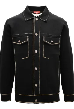 Stacy Adams - Black Knit Buttoned Jacket