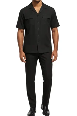 Stacy Adams - Black Linen 2 Piece Walking Suit Set
