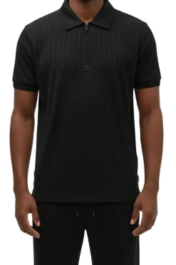Stacy Adams - Black Textured Polo Short Set