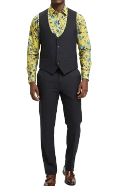 Stacy Adams - Dark Gray 3 Piece Hybrid Fit Suit With Expandable Waist Band