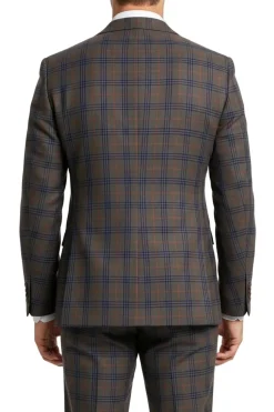 Stacy Adams - Gray Hybrid Fit 2 Piece Double Breasted Windowpane Plaid Suit