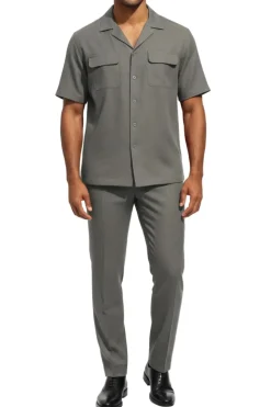 Stacy Adams - Gray Linen 2 Piece Walking Suit Set