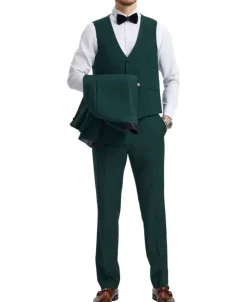 Stacy Adams - Green 3 Piece Hybrid Fit Tuxedo Satin Shawl Lapel