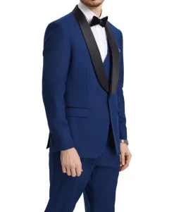 Stacy Adams - Indigo 3 Piece Hybrid Fit Tuxedo Satin Shawl Lapel