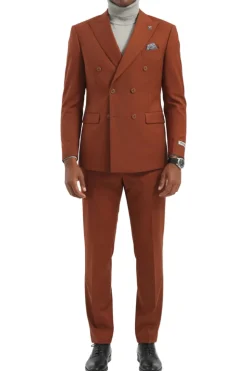Stacy Adams - Light Brown Double Breasted 2 Piece Hybrid Fit Suit With Expandable Waist Band