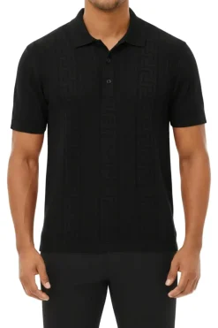 Stacy Adams - Men's Black Geometric Meander Polo Shirt