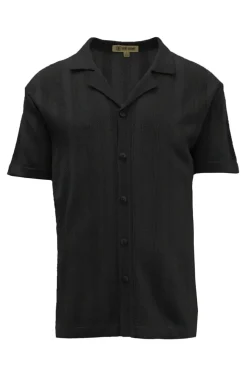 Stacy Adams - Men's Black Vertical Embroidered Pattern Shirt