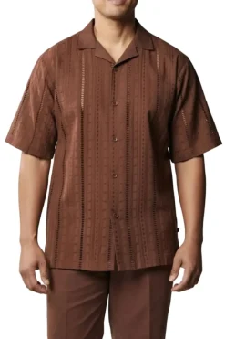 Stacy Adams - Men's Brown 2 Piece Linen Walking Suit Set