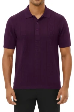 Stacy Adams - Men's Purple Geometric Meander Polo Shirt