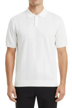 Stacy Adams - Men's White Diamond Stitch Knit Shirt