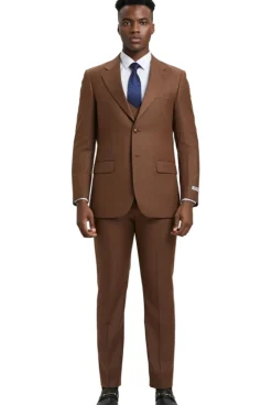 Stacy Adams - 3 Piece Hybrid Fit Cognac Sharkskin Suit