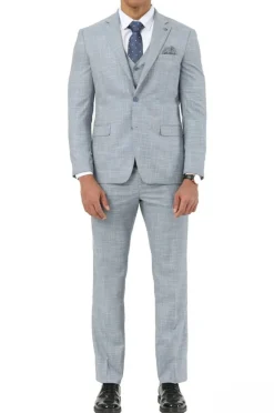Stacy Adams - 3 Piece Hybrid Fit Notch Lapel Suit in Light Blue