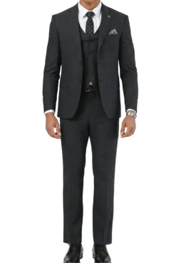 Stacy Adams - 3 Piece Hybrid Fit Notch Lapel Suit in Black